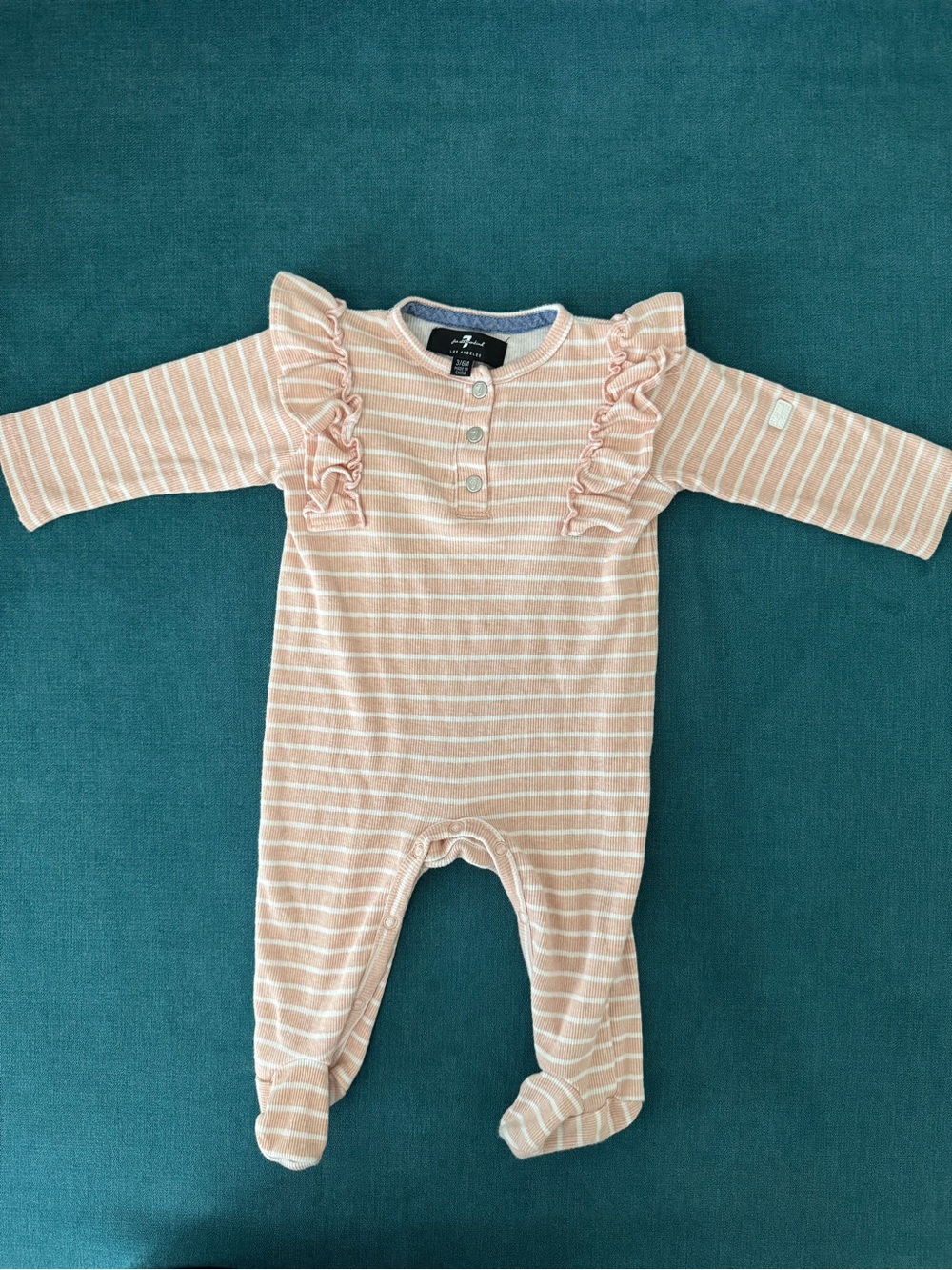 Pink Stripe Ruffle Baby One-Piece - Picture 1 of 4